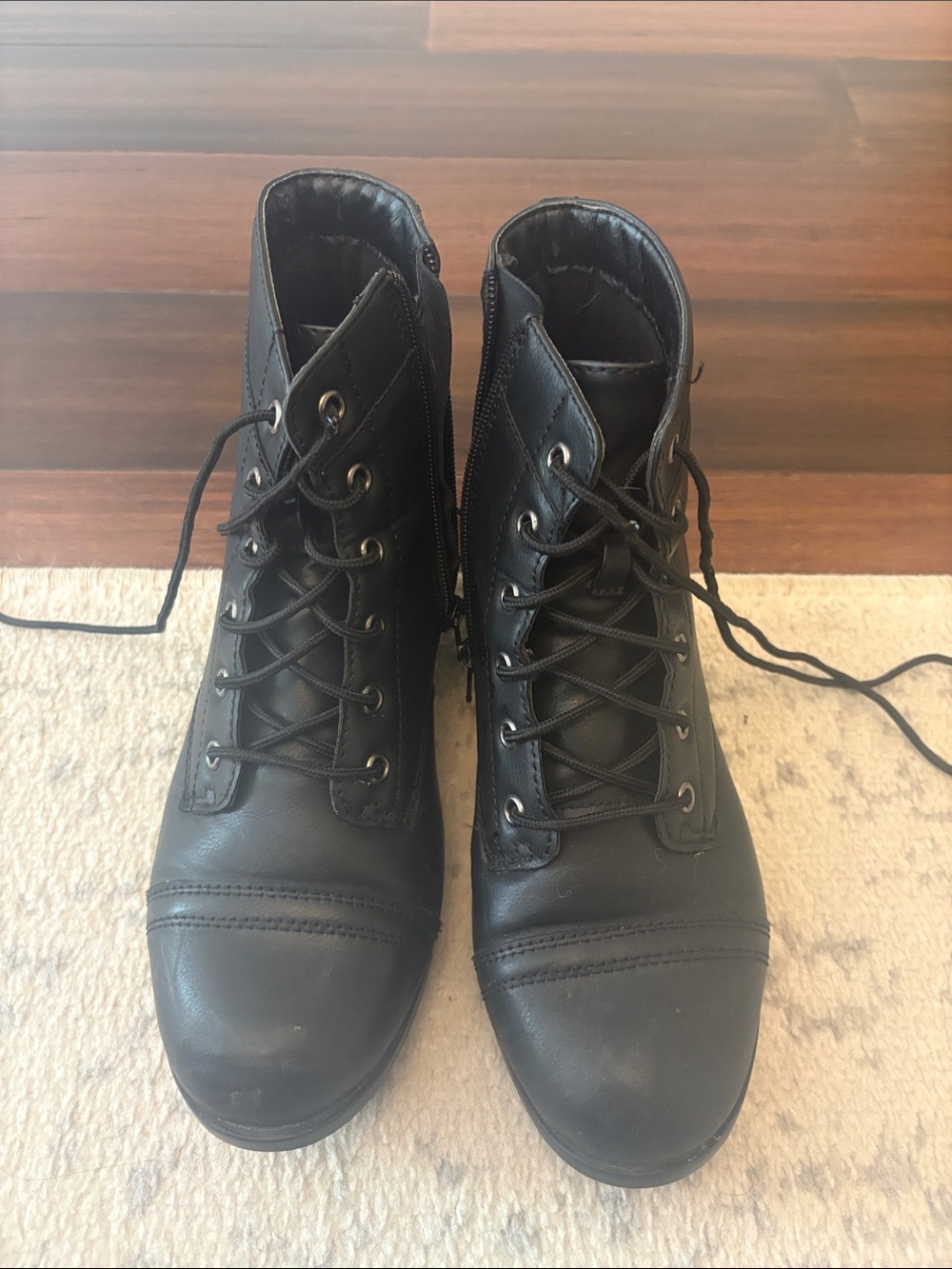 Women's Black Lace-Up Ankle Boots